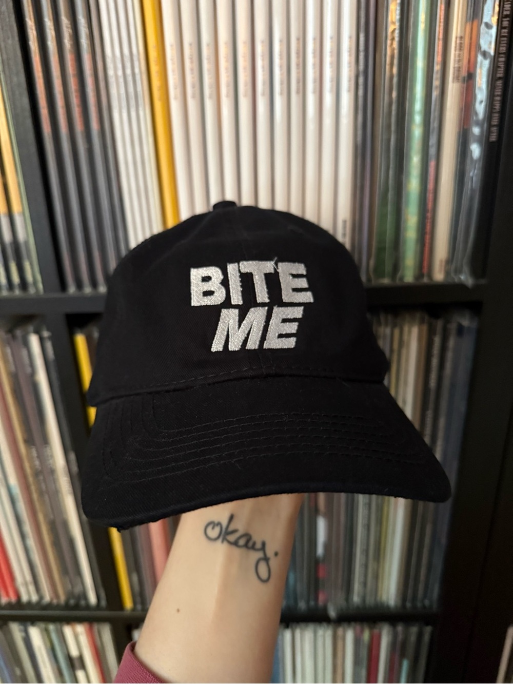 Reneé Rapp Black "BITE ME" Embroidered Cotton Baseball Cap